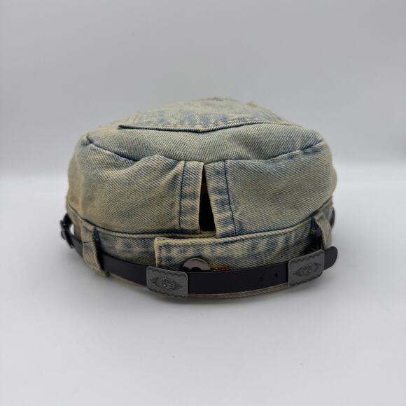 Free People Cadet Hat Womens Washed Denim Boho Western Leather Band Y2K 90s NEW main image 9